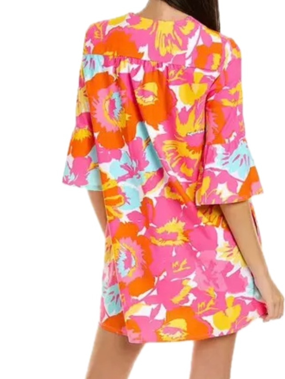 Jude Connally Pink & Orange Floral Midi Dress - Picture 3 of 3